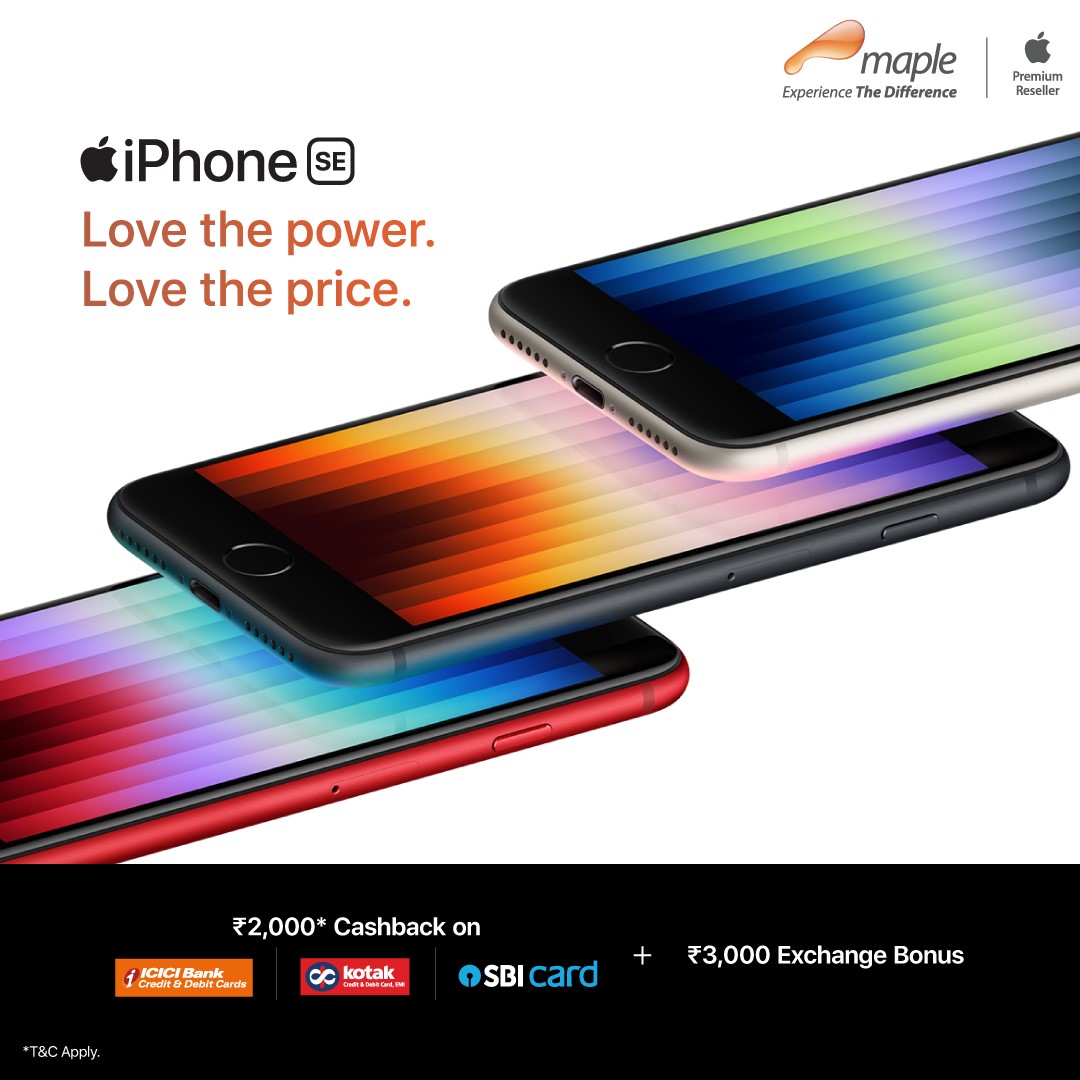 Maplepreowned's tweet photo. If you love incredible power at amazing prices, the iPhone SE is the perfect match for you .
Visit https://t.co/rDCneDCR5a or call: 63660 63660
#MapleIndia #MapleAPR #Appleproducts #iPhoneSE https://t.co/xOvEvo1C9c