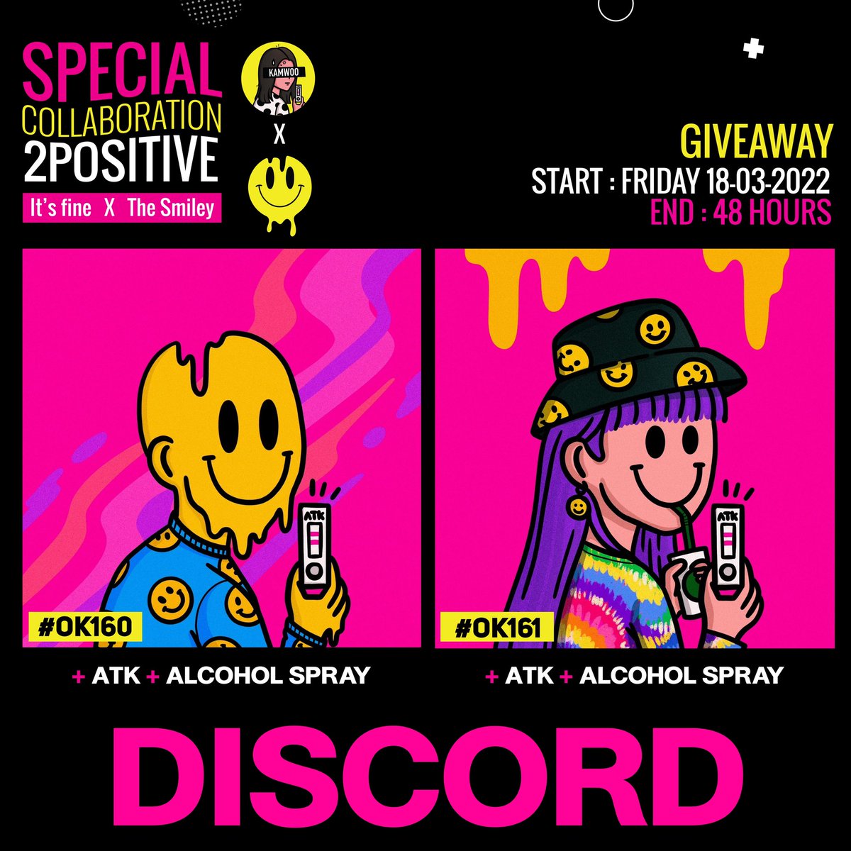 KAMWOO4's tweet photo. Giveaway 🎉
It's fine X The Smiley @killsanthnft 

Rules :
🙂 Follow @killsanthnft &amp; @KAMWOO4 
🙂 Like+RT + Tag 3 frens
🙂 Raffle on Discord > https://t.co/mAH0CG8g8F

⚡️End 48 hrs 🎉
@ParasHQ 
#paras #PARASnft #nft #nftthailand #nearNFTs #NEARProtocol #nftcommunity https://t.co/dNQUjD427M