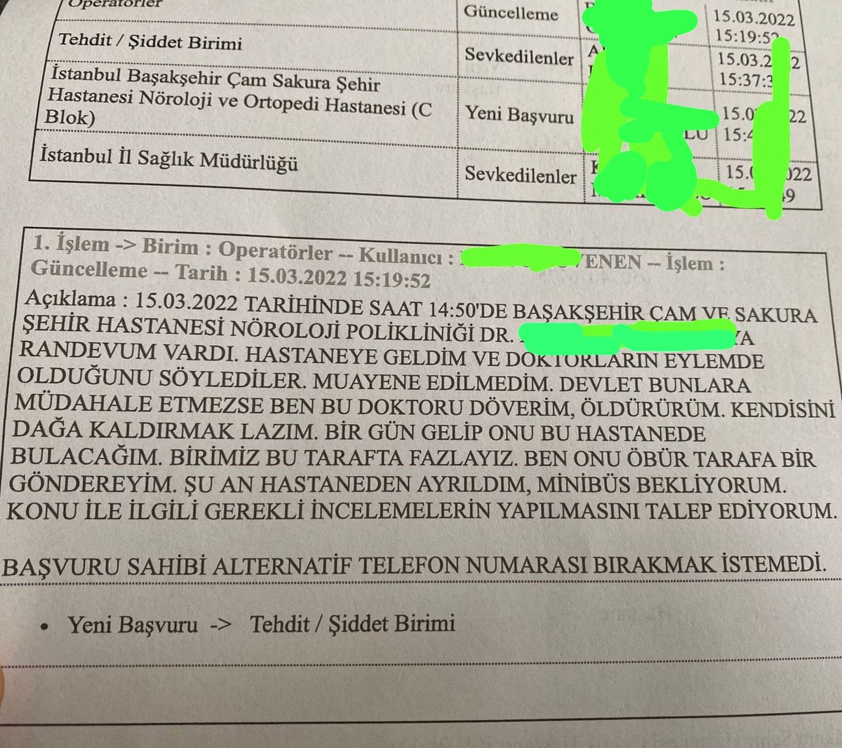 HaberReport's tweet photo. 3 gün iş bırakan hekimler için SABİM'e gelen doktora şiddet tehditli başvurular: “Bir daha olursa mutfağa hızlıca geçer bıçak alır karnına saplarım.” https://t.co/hB4JaC1iZW