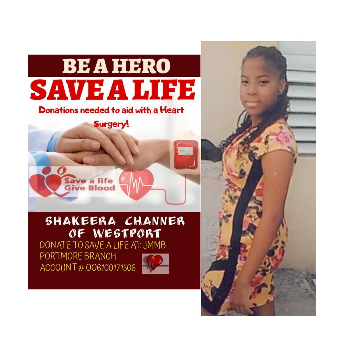 Please help me to help her. $2,000,000JMD urgently needed for heart surgery. Please see flyer for details. God bless you richly!
#donate #save #a #life #today #heart #surgery