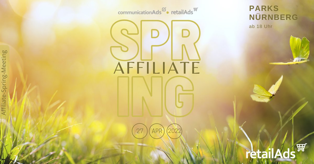 📣 Am 27.04.22 in der Event Location parks-nuernberg.de ist die perfekte Gelegenheit, um neue Kontakte zu knüpfen &amp; unser Team von <a href="/TelkoAffiliate/">communicationAds</a> &amp; #retailAds persönlich kennenzulernen 😊 Wir erwarten zahlreiche Gäste aus der #Affiliate-Branche 
Wir freuen uns auf dich! 🌷