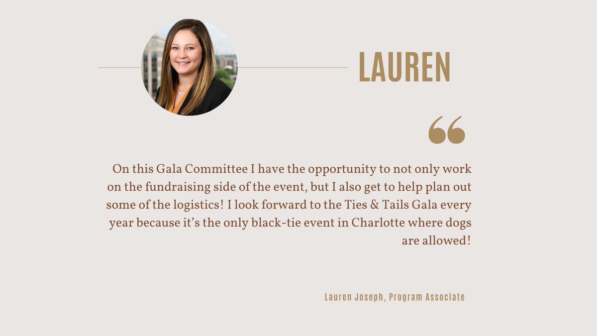 LeonLevineFdn's tweet photo. TLLF's Lauren Joseph volunteers at five different community organizations. Today, we're sharing what she enjoys most about serving on the Gala Committee as a Young Affiliated Professional with the Humane Society of Charlotte. We're proud to have Lauren on our team! https://t.co/gOk7v99aBZ