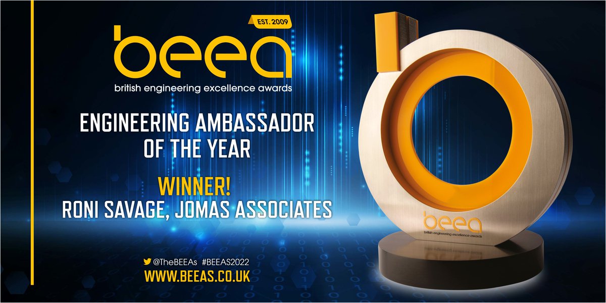 🟡Live from the #BEEAS2022!

Onto our penultimate category, Engineering Ambassador of the Year, sponsored by the Mark Allen Foundation

This year's winner is... Roni Savage, <a href="/Jomasassociates/">Jomas Associates</a>! 
Congratulations 👏✨