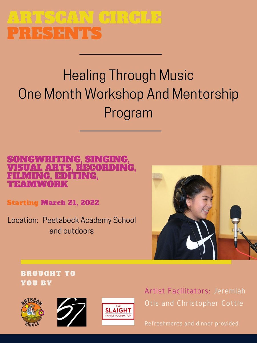artscancircle's tweet photo. Announcing our one month workshop and mentorship program in partnership with Healing Through Music in Fort Albany.
#ArtsCanCircle #ArtsCanConnects #FortAlbanyFirstNation #HealingThroughMusic #musicworkshops #mentorship https://t.co/d7kFqXrslH