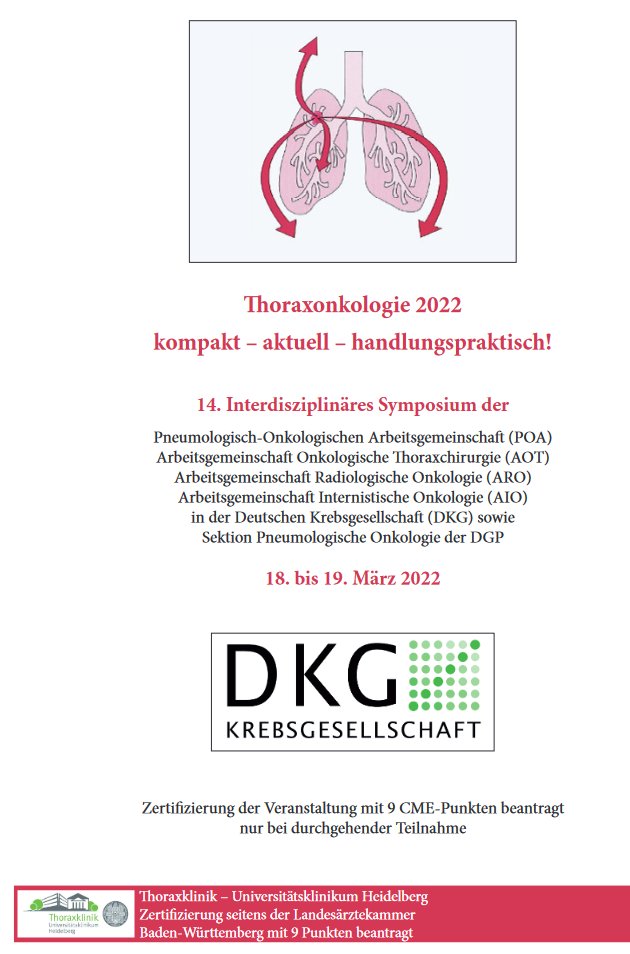 📢14. interdisziplinäres Symposium Thoraxonkologie
18. und 19. März 2022 – virtuell

thoraxsymposium.org