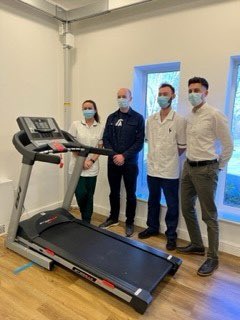 Today we thanked Joe , one of our Rehab success stories. He ran a 10k and raised enough money to buy a treadmill for the therapy gym to help others with their rehab. What a generous donation and what an amazing achievement .