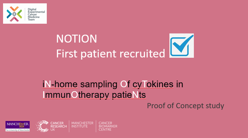 📣 Wonderful to announce the first patient has been recruited to #dECMT's @TheChristieNHS funded, NOTION Technology Clinical Trial. Chief Investigator @iamdonnagraham Research Practitioner @Leannagoodwin @ECMC_Manchester @CRUK_MI #CancerResearch