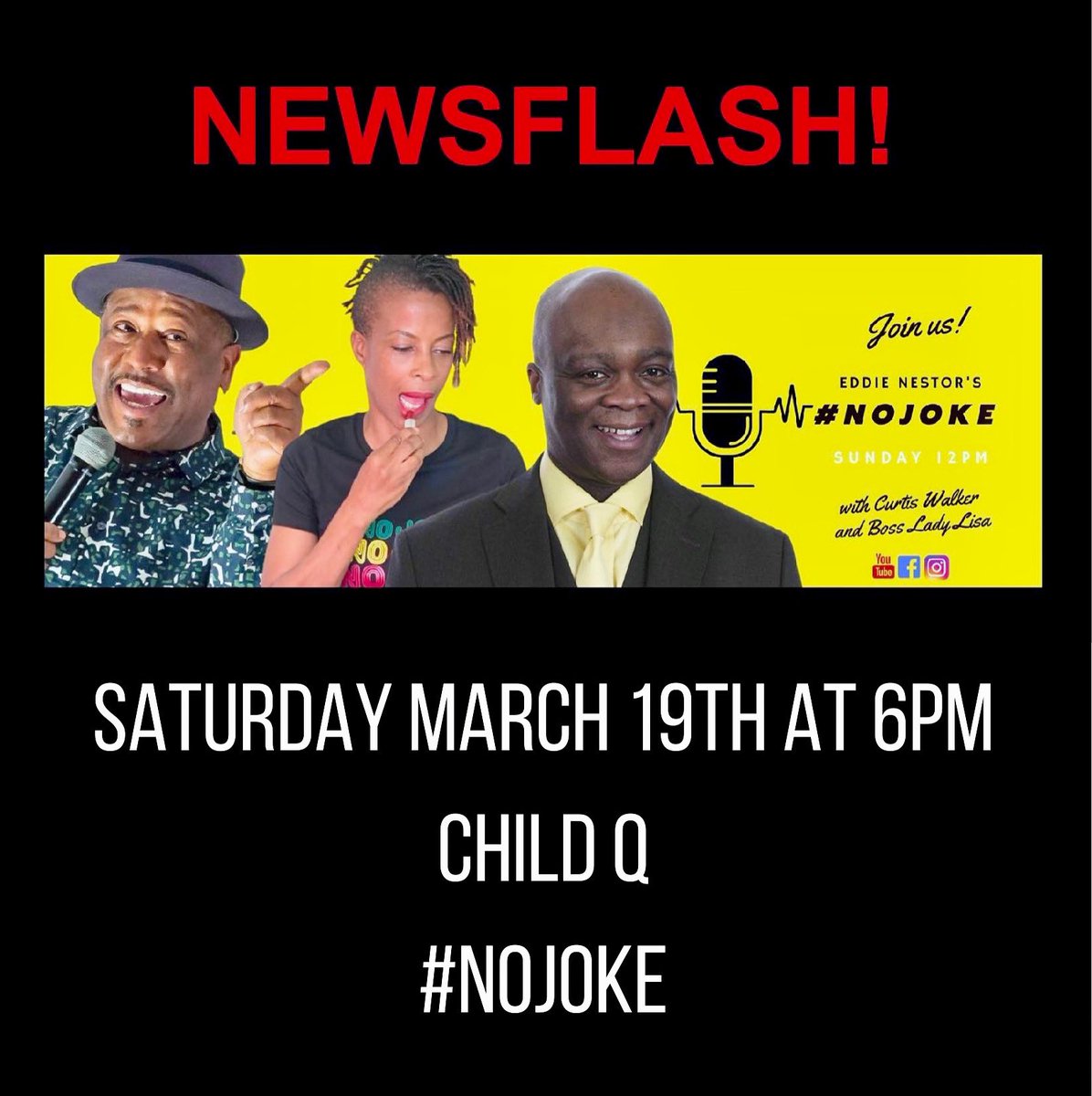 We need to talk! #NoJoke with <a href="/EddieNestorMBE/">Eddie Nestor MBE</a> <a href="/CurtisWalkerDon/">Curtis Walker comedy</a> and <a href="/NestorLisa/">Lisa Nestor</a> 

Join the conversation here ➡️
facebook.com/OfficialEddieN… 
&amp;
YouTube.com/c/EddieNestorM… 
•
#childq #childprotection #metpolice #stopandsearch  #londonnews