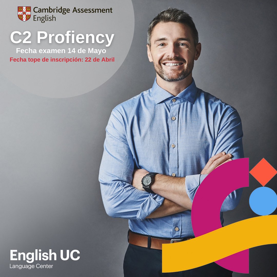 EnglishUC_'s tweet photo. C2 Proficiency, nuestro examen de nivel mas alto ya esta aquí 
Demuestra que dominas el ingles a un nivel excepcional! entonces no te pierdas la oportunidad que realizar tu examen Cambridge junto a English UC
📚Fecha del examen: 14 de mayo
Puedes inscribirte hasta el 22 de abril https://t.co/0nZfGWPgGg