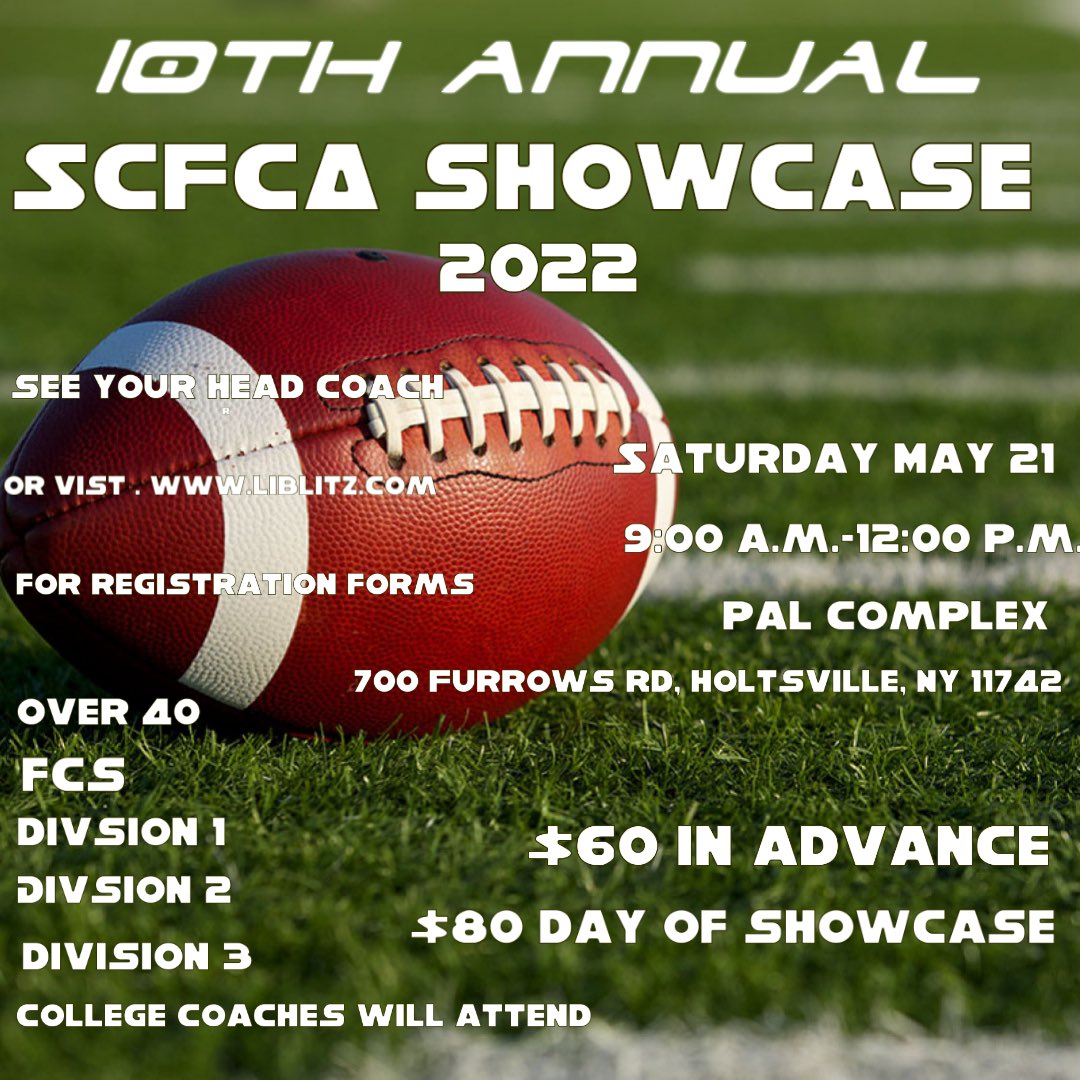 SCFCAFootball's tweet photo. Over 40 FCS, Division 1, Division 2, and Division 3 coaches will be in attendance! For more info go to https://t.co/DG7n0DtGZQ https://t.co/LhyzMvkc4H