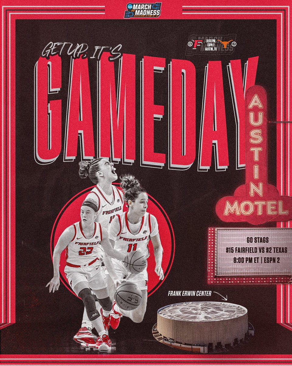 StagsWBball's tweet photo. What we work for. What we play for.

It's @MarchMadnessWBB gameday in Austin‼️

🆚 @TexasWBB
⌚ 8 PM (ET)
📍 Austin, Texas
🎟️ https://t.co/9qb4ri9ssP
📺 ESPN 2
💻 https://t.co/5GGN4mZcap
📊 https://t.co/bFQK01xMbr

#WeAreStags #StagsCompete #MAACHoops #MarchMadness 🤘🏀 https://t.co/aBKX2JnoeF