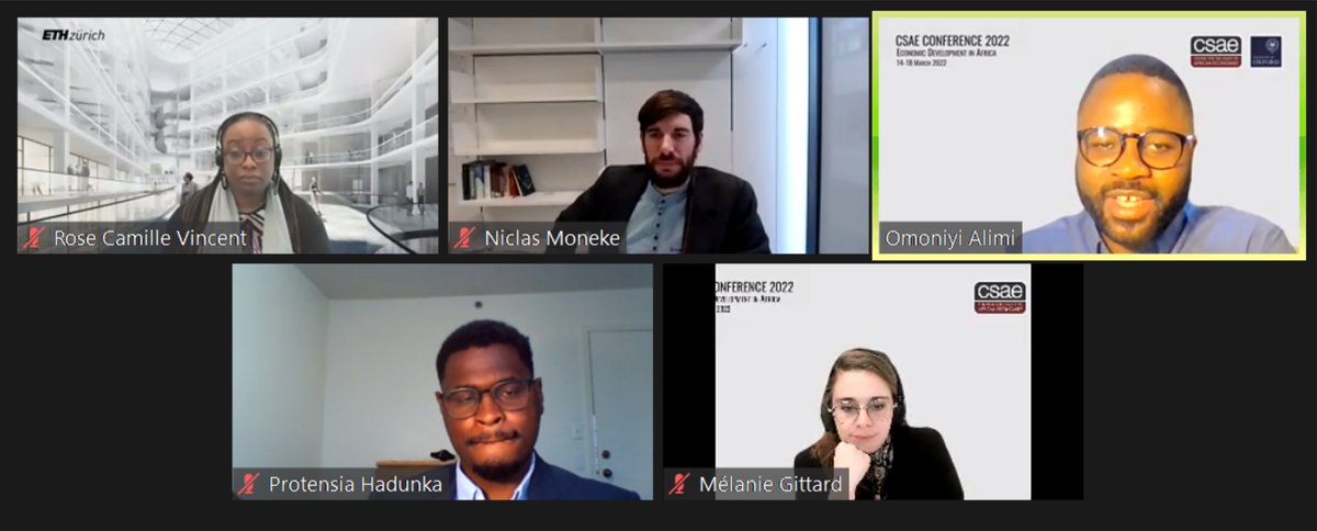 Oxford_CSAE's tweet photo. The Q&amp;A is in full flow in the Exploitation of Natural Resources session as #OxCSAE2022 with @MelanieGittard, Omoniyi Alimi, @protensia, @RCVincent, &amp; Niclas Moneke. https://t.co/PWMiZBheEO