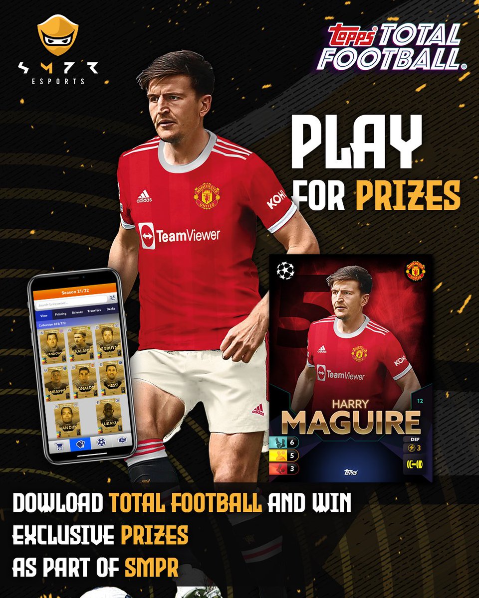 SMPR_esports's tweet image. PLAY @totalfootballgm, WIN PRIZES.

Earn rewards as part of the @SMPR_guild by completing the challenges…

🔴 Signed Maguire merch 
🤝 SMPR gear 
🔐 VIP access

Download now ➡️ onelink.to/6bne5f