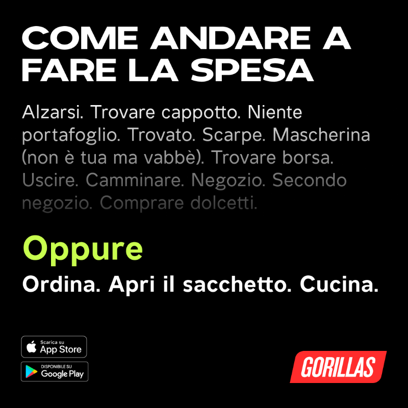 gorillasapp's tweet photo. Ordina la tua frutta e verdura preferita e ricevila in un attimo con Gorillas. Sei ancora in coda? 🛒
