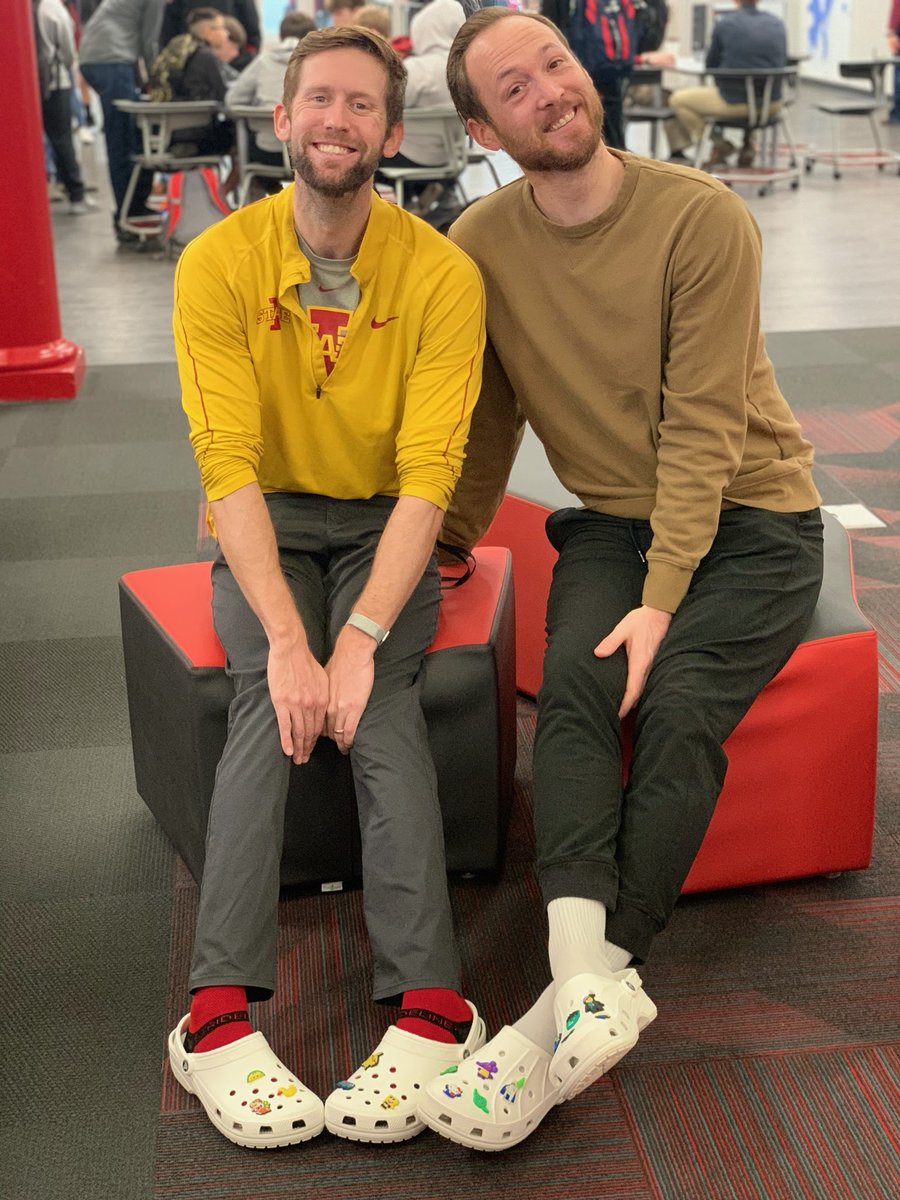 Mrbeaudran's tweet photo. Yeah Fridays are cool. But they aren't that cool unless you and your pal are wearing matching  Crocs. https://t.co/q4eSOlChHg