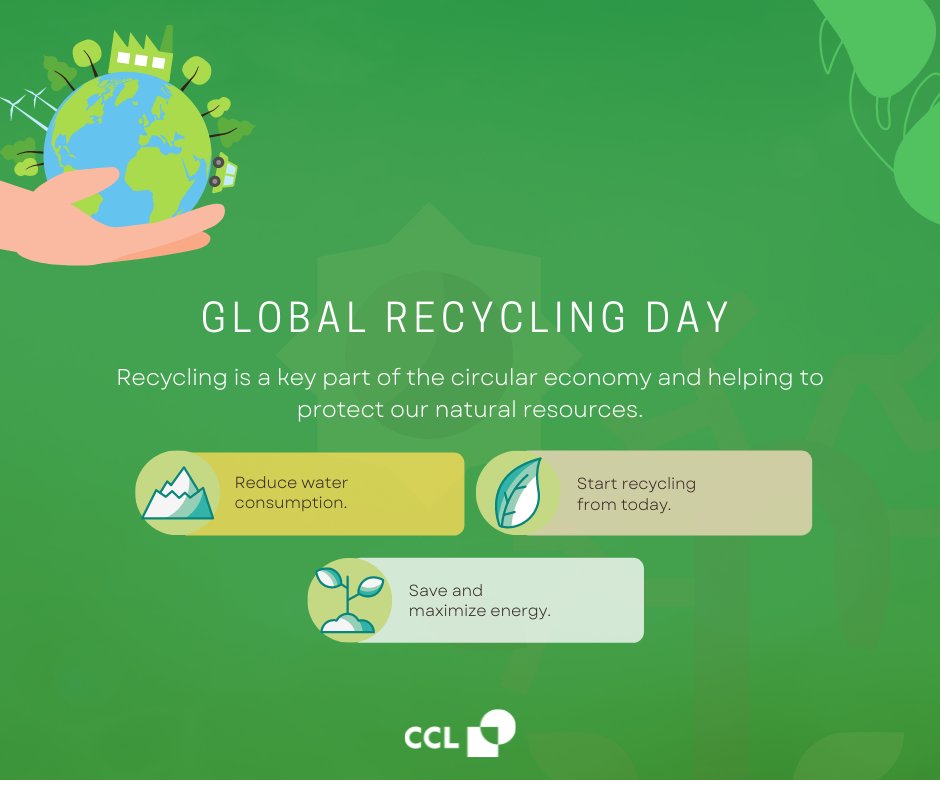 CCLDesignE's tweet image. Happy #GlobalRecyclingDay! ♻️🌍
 
Recycling is a key factor of our #circulareconomy goals and across our locations we are recycling dry mixed recycling, glass and inks. Our East Kilbride manufacturing facility is a #ZeroToLandfill site ♻️.