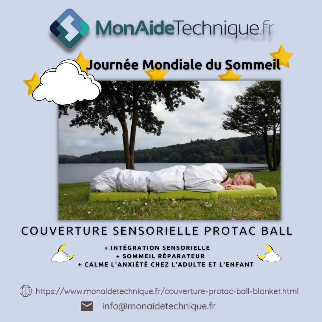 #JourneeMondialeDuSommeil découvrez nos couvertures sensorielles Protac Ball😴✨

Elles sont recommandées comme outils d’intégration sensorielle. Lutte contre les #troublesanxieux #troublesdusommeil chez les #enfants les adultes et les #personnesâgées

monaidetechnique.fr/couverture-pro…