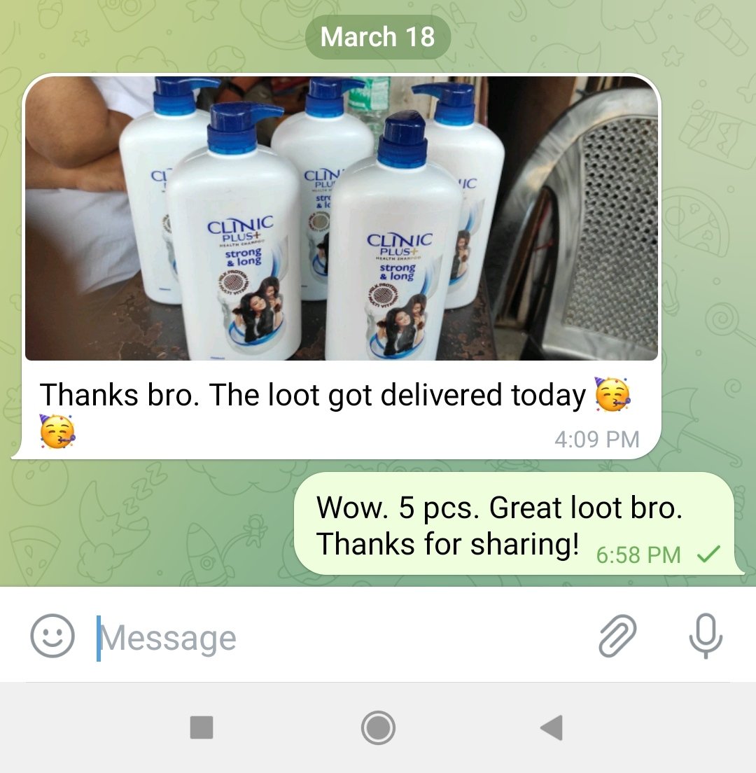 Loot received by one of our member @199 each.

Join our #Telegram Channel by clicking t.me/CPDeals for such deals.