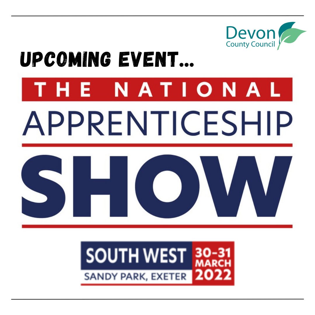 DCCApprentices's tweet photo. Devon County Council will be at this years @NAS_event at Sandy Park from the 30-31st March. 

Meet the team &amp; find out what opportunities we have on offer. We'll be joined by apprentices so you can find out what it's like to be an apprentice with @DevonCC. 

#NASSOUTHWEST https://t.co/yes1nuFMbF