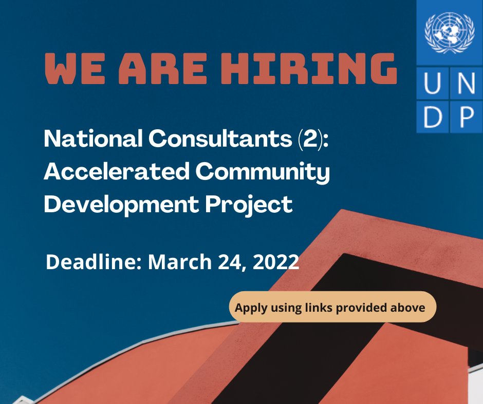 UNDPLiberia's tweet photo. We are looking to hire two national consultants to support the formulation of an accelerated #community development project. 
For more information, and to apply, visit https://t.co/n52jYwK7zb https://t.co/KOiZ4baGdD
