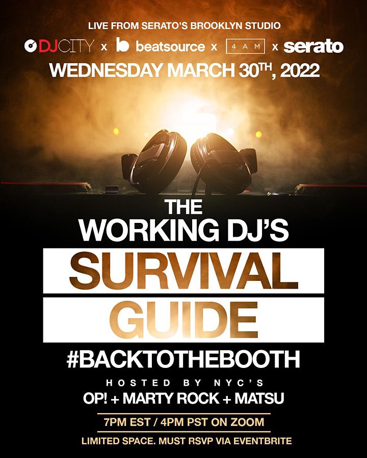 DJs, are your skills feeling rusty after being in the house during lockdown?

Join our friends at <a href="/DJcity/">DJcity</a> <a href="/Beatsource/">Beatsource</a> <a href="/Serato/">Serato</a> <a href="/4AMNYC/">4AM</a> for The Working DJs Survival Guide— topics include the latest software, equipment modes and more!

Click here to join: bit.ly/3CS63i2