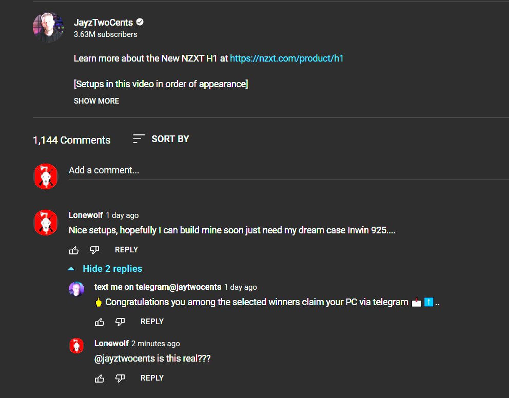 ChrisKreiser's tweet photo. @JayzTwoCents Just got this on a reply to your video is this legit? https://t.co/yltMVyN5H6