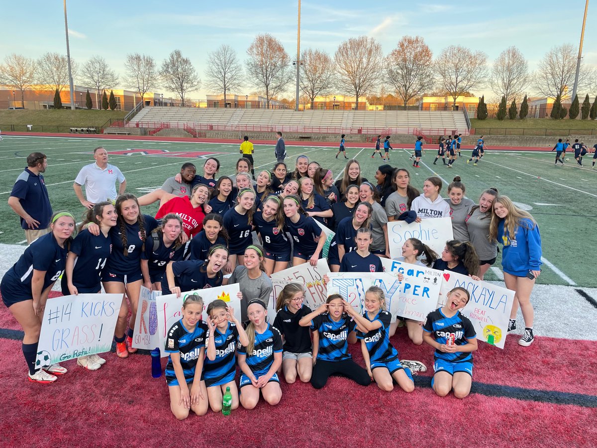 union_rush's tweet photo. Rush Union players got a taste of high school play last night as the @Miltonhighschoolsoccer JG girls took the title of #RegionChamps after a 1-0 against Roswell. Players made ball girling look easy in @Capelisport! #thenextgeneration #sidelinesupport #rushunionsoccer2022 https://t.co/GA7tOOUdUI