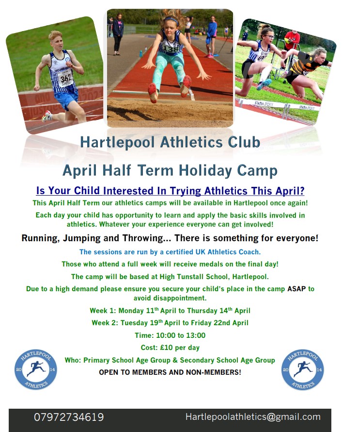 Summer Athletics is BACK! 🌞🏃‍♂️🏃‍♀️

We are now opening booking for our very popular April Half Term Camp!

Please share! If you would also like flyers delivering to your school let us know!

<a href="/grangeprimarype/">Grange Primary PE</a> <a href="/ClaveringPESSPA/">Clavering PESSPA Programme</a> <a href="/ClaveringTS27/">Clavering Primary School</a> <a href="/LynnfieldSchool/">Lynnfield Primary School</a> <a href="/jesmond_gardens/">Jesmond Gardens</a>