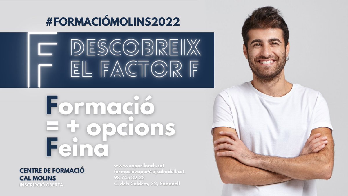 treballempresa's tweet photo. 📢ÚLTIMES PLACES‼️ Afanya't‼️
🗣️Els cursos de formació ocupacional estan començant i encara hi ha alguna plaça lliure. Consulta l'oferta formativa i experimenta el #FactorF de #CalMolins‼️
🆓💯❌💯 subvencionats
💼Pràctiques en empresa
+INFO a https://t.co/0ohQ77zl4y https://t.co/4NE2ketv34
