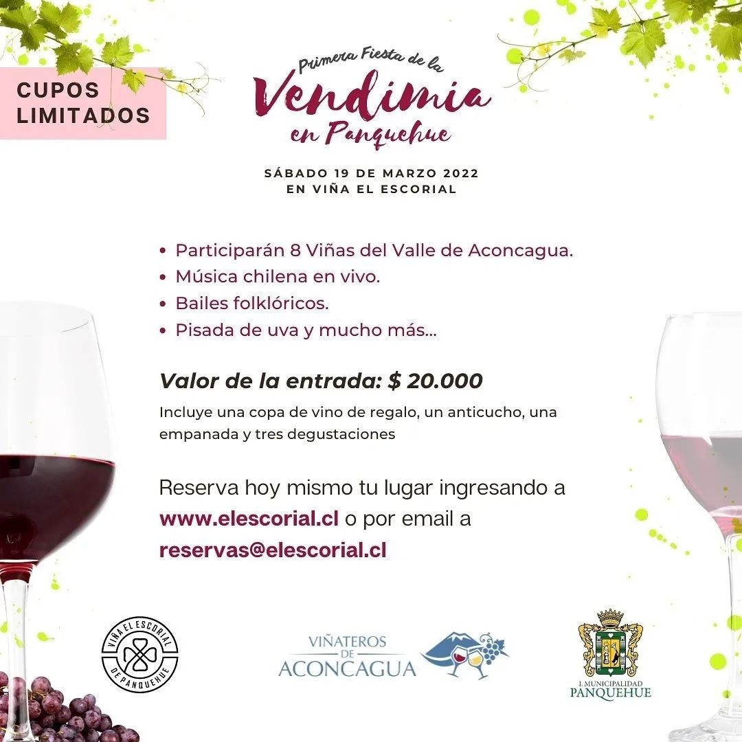 🍇Eres un amante del vino? Entonces no te puedes perder estos grandes panoramas para el fin de semana: Expovino y Gastronomía en #Valparaíso y la Fiesta de la Vendimia de #Panquehue🍷Disfruta de la Región de Valparaíso, #DeCordilleraAMar 🏔️🌊