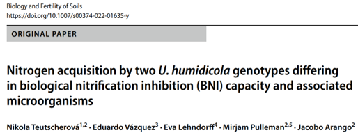 Jacobo Arango (@jacobo_abc) on Twitter photo New paper from <a href="/BiovIntCIAT_eng/">Alliance of Bioversity International and CIAT</a> and partners on nitrogen acquisition by two U. humidicola grass genotypes differing in BNI capacity and associated microorganisms.
Just published in Biol Fertil Soils journal
doi.org/10.1007/s00374…
<a href="/BiovIntCIAT_Lib/">Bioversity International & CIAT Library</a> New paper from <a href="/BiovIntCIAT_eng/">Alliance of Bioversity International and CIAT</a> and partners on nitrogen acquisition by two U. humidicola grass genotypes differing in BNI capacity and associated microorganisms.
Just published in Biol Fertil Soils journal
doi.org/10.1007/s00374…
<a href="/BiovIntCIAT_Lib/">Bioversity International & CIAT Library</a>