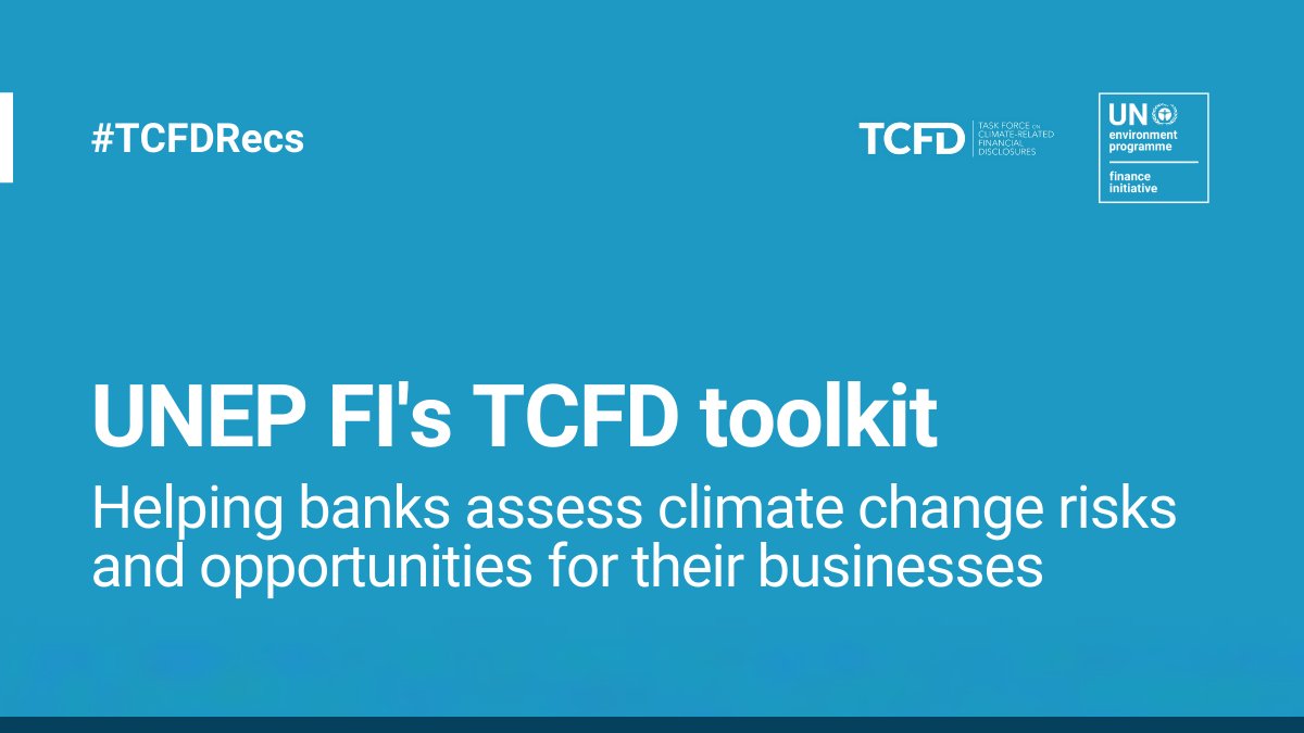 UNEP_FI's tweet image. Are you a #financial professional looking to implement the TCFD Recommendations? Discover @UNEP_FI’s TCFD tools and guidance helping banks assess #climatechange risks and opportunities. bit.ly/3KIRu3i #TCFDrecs