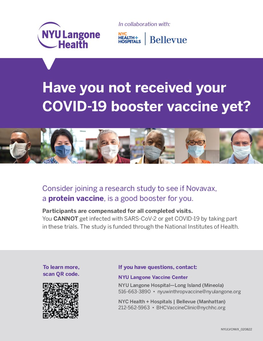 We are currently recruiting this week and next week in NYC/NYU Manhattan and Long Island vaccine center research clinics---&gt;