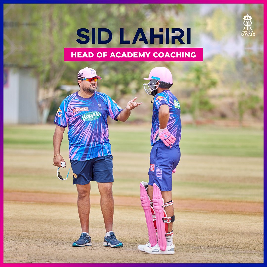 Rajasthan Royals (@rajasthanroyals) on Twitter photo Strengthening the #RoyalsFamily bond, <a href="/SiddarthaLahiri/">Sid Lahiri</a> is now our Head of Academy Coaching and will also continue being a part of the support staff. 💗🙌 Strengthening the #RoyalsFamily bond, <a href="/SiddarthaLahiri/">Sid Lahiri</a> is now our Head of Academy Coaching and will also continue being a part of the support staff. 💗🙌