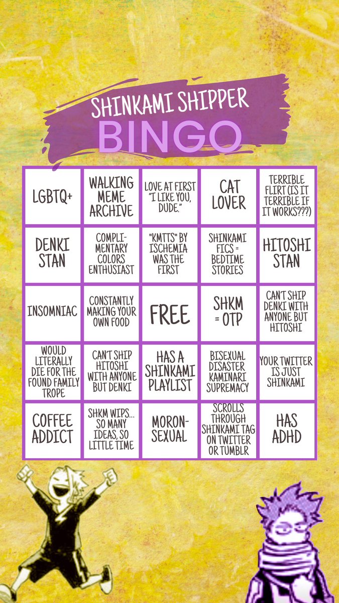 shkmevents's tweet photo. ShinKami nation, this time we have something fun for you! Idea is inspired from @/tddkficrecmonth, so QRT this post with YOUR SHINKAMI SHIPPER BINGO!

How many bingos can you get?! https://t.co/s90vaUZ49f
