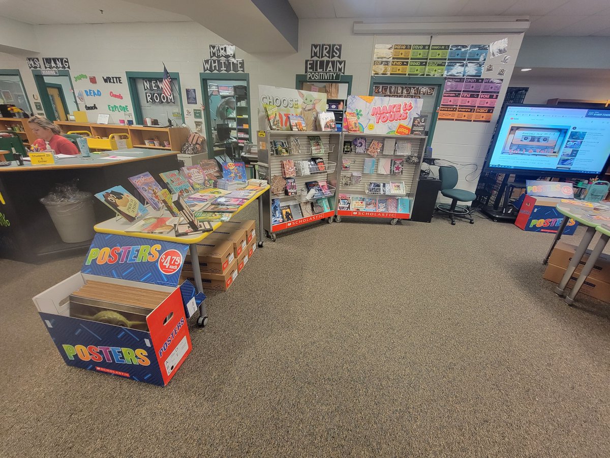 BRMSreads's tweet photo. All set up and ready for #ScholasticBookFair Spring 2022!  @BullRunMS #PWCSlibraries https://t.co/GgRVf5Et5C