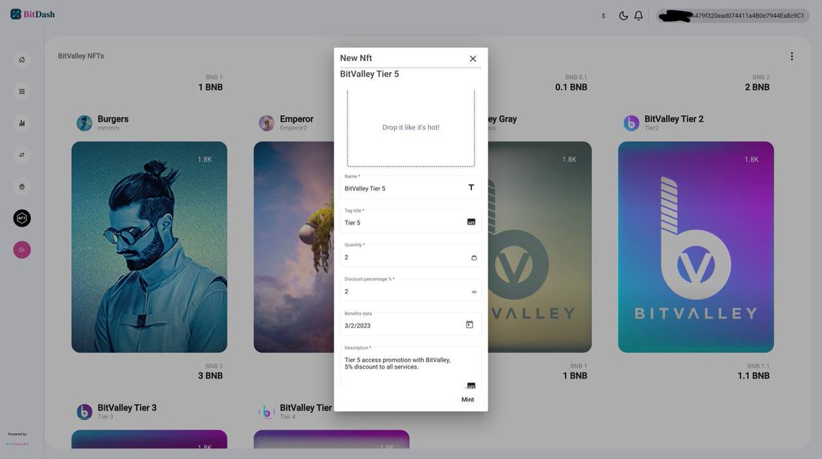 Some Sneak Peeks from our #NFT marketplace 🤩
this is only 1 product out of 4 from Bitvalley and we are only 2 months old 😎
Invest now in #BitValley
Telegram t.me/BitvalleyOffic…

#Crypto #Web3 #blockchain #BSCGem #BSC #BitcoinButton #Bitcoin #cryptocurrency #BNB #Binance