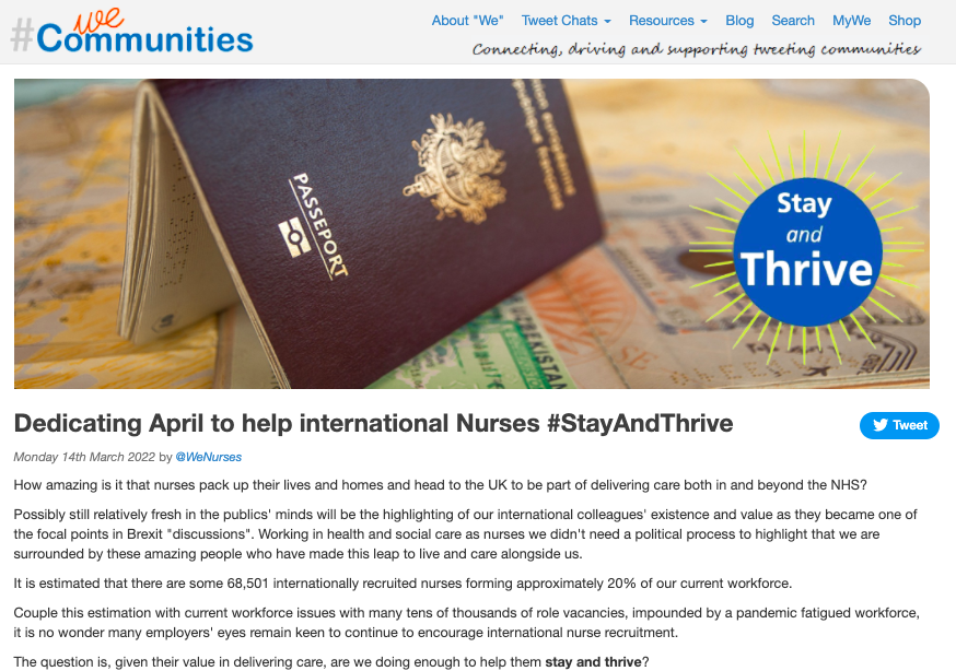 WeNurses's tweet image. It is estimated there are 70,000 internationally recruited nurses in the UK, with more arriving daily.
 
We're dedicating  ALL OF APRIL  to explore how we can all be aware, capable, and dedicated to making sure they:
 
#StayAndThrive 

Learn more here wecommunities.org/blogs/3608