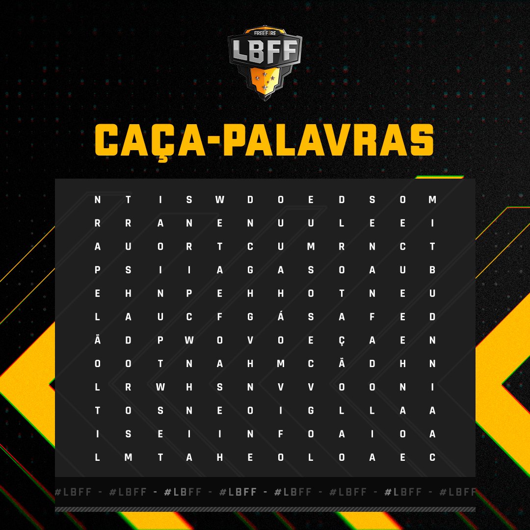 Free Fire Esports Brasil on X: Tô com vontade de fazer uma brincadeira  valendo CODIGUIN! 🥱 Bora jogar um caça-palavras da #LBFF, minha tropa?  Quero ver quem é que consegue achar todas