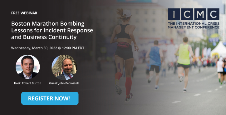 TCGNetworks's tweet photo. Free Webinar! John Petrozzelli, TCG's Director of Cybersecurity, will speak to ICMC's Robert Burton about the Boston Marathon Bombing Investigation, incident response and business continuity.

Register now! Attend Weds, Mar 30th @ 12PM Eastern!

https://t.co/aKAF31MWj0 https://t.co/x8Watehirf
