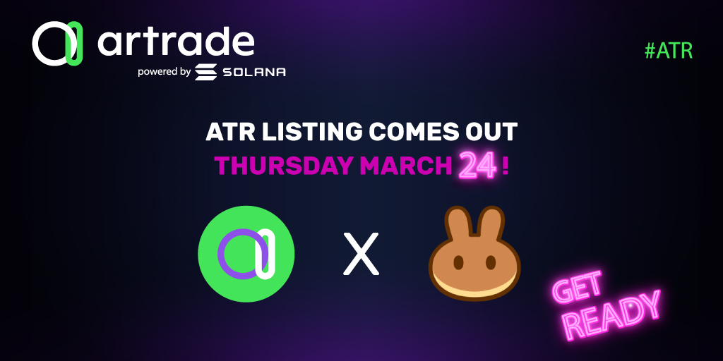 ArtradeApp's tweet photo. 🪙$ATR x PancakeSwap 🥞
 
The news you've been waiting for has finally arrived!📆

Our $ATR token will be listed for the first time on PancakeSwap on March 24th! 🤩

Stay tuned 👀We are working hard on the #Artrade app 🤳and future listings 😀 https://t.co/6USNXs9Bg2