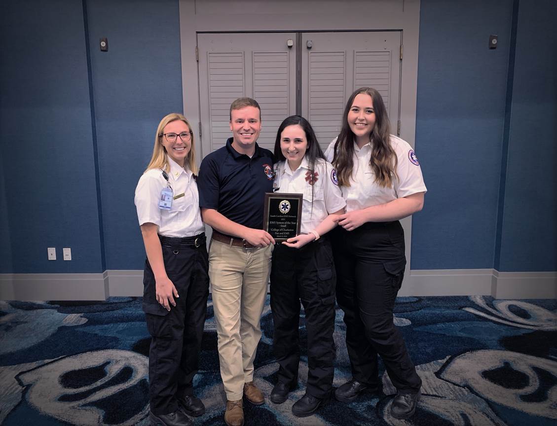 CofCSNES's tweet photo. Congratulations to CofC EMS on winning South Carolina's 2021 Small System of the Year at the SC EMS Symposium that was held this past weekend! Go Cougs! #cofcssm #cofcems #cofcbiology https://t.co/UKBBNpDlHC