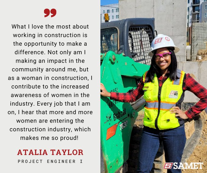 WomenInConst's tweet photo. RT @sametcorp Check out Atalia Taylor's perspective on the seemingly endless opportunities in construction.
#WomenInConstruction #sametcorp https://t.co/Sw5tNJgxms