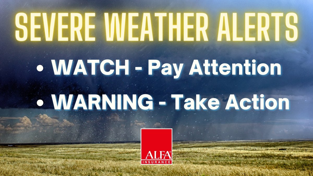 AlfaBritton's tweet photo. Do you know the difference between a tornado watch and warning? 🌪️ Here is a simple way to remember. Click here for more tips: https://t.co/WZH8Fag9Nc. #StaySafe #BePrepared https://t.co/LKS6057WLQ