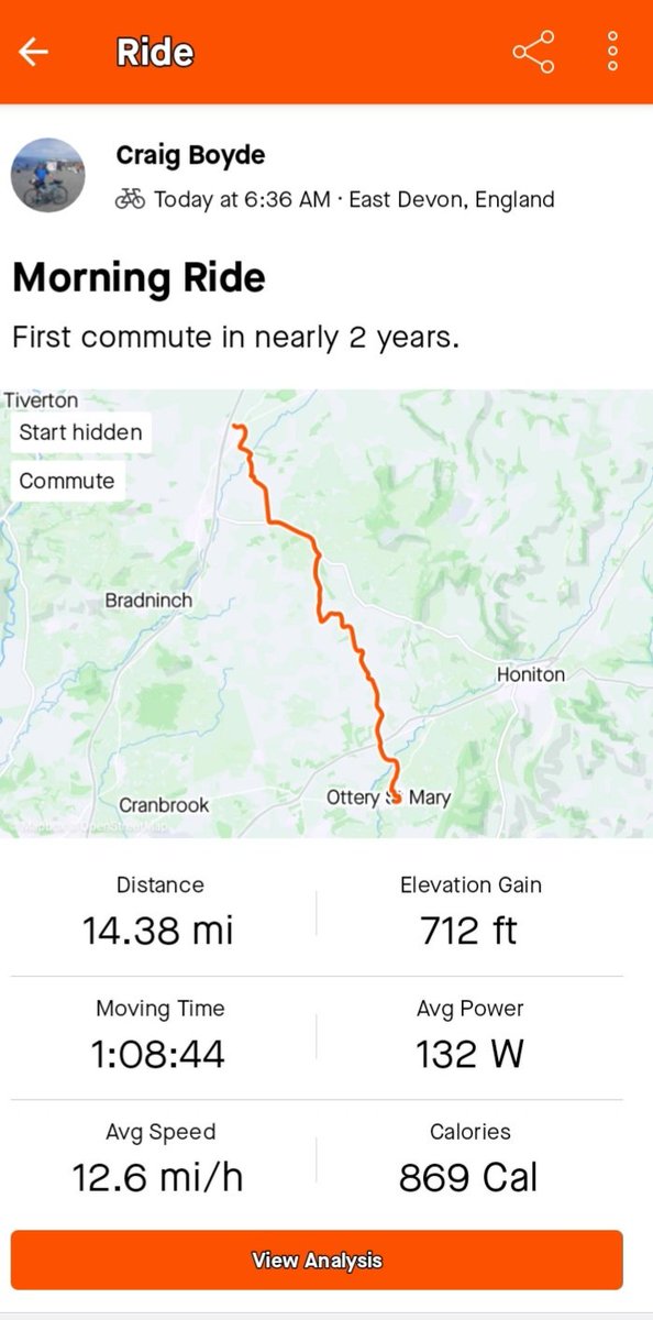 CB_cycles's tweet photo. What a beautiful day to start cycling to work again 🌞🚴♂️ It's been 2 years and I've changed jobs twice since the last time I did this. 2 years to long, I've missed this 😁 #ukcyclechat #cyclecommuter #cycling https://t.co/hI17awklFL