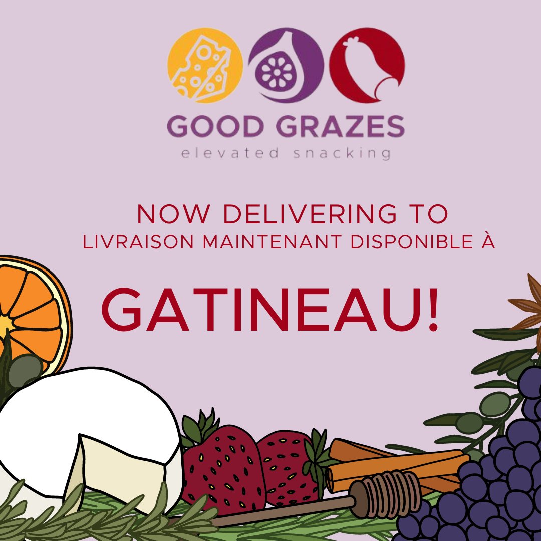 Livraison à domicile est maintenant disponible pour la région de #Gatineau! 🧀 Now delivering our elevated snacking to Gatineau! 
goodgrazes.ca