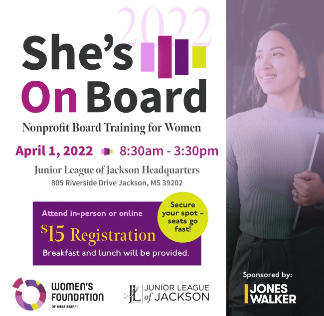 Jones Walker is proud to sponsor She’s on Board 2022 organized by @womensfundms and the Junior League of Jackson. This program offers training to MS women interested in nonprofit board service and gives them the skills they need to lead and succeed.
bit.ly/3wj40Cp