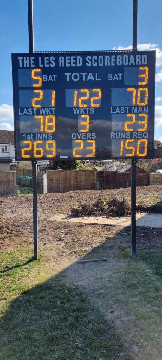 DurantSports_'s tweet image. A new 28 digit scoreboard including personalisation installed onto existing steelwork, as well as 2 repeater units for the clubhouse at @RoffeyCC this week #WeManufacture #WeInstall