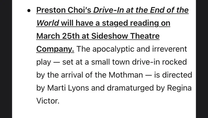 Image from Sideshow Theatre Company (@SideshowTheatre)