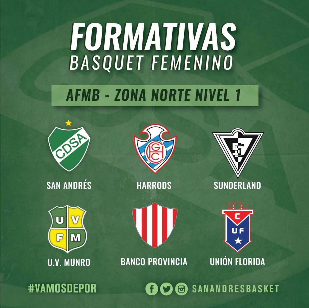 #DivisionesFormativas #BasquetFemenino 
Zona Norte Nivel 1
Arranca la competencia oficial 2022.
#VamosDepor🏀💚